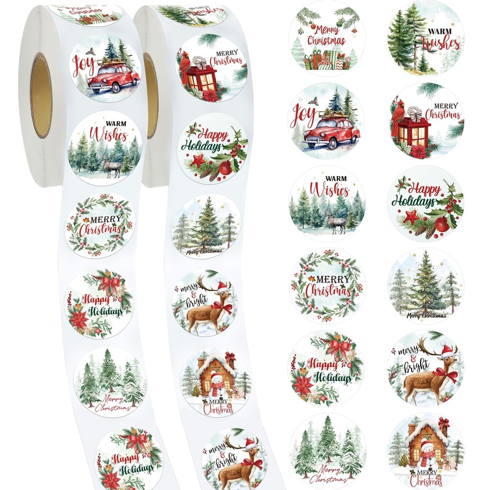 1000 Pcs 1.5 Inch Round Christmas Stickers Envelopes Seal Card Gifts Stickers