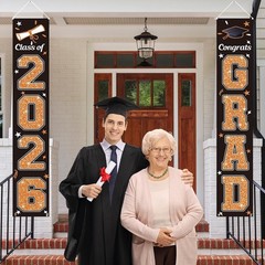 Orange & Black Graduation Banner for Class of 2026 – Indoor/Outdoor Flag 71″x12″