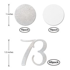 200 PCS Silver Glitter Number 73 Cut Out Birthday Anniversary Table Confetti