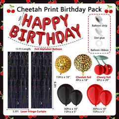 119Pcs Red Cheetah Print Birthday Decorations Balloons Kit, Black Red Cherry Leo