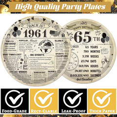 65Th Birthday Decorations for Men Women, Vintage 96PCS Back in 1961 65Th Party P