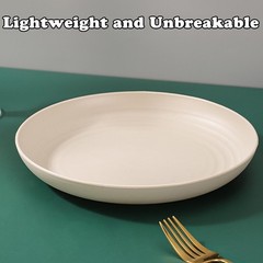 MaoMaoCha Wheat Straw Plates, Unbreakable Dinner 8x8x1.1 inches, 4 Beige