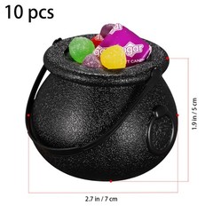 10 Pcs Candy Kettles Containers Plastic Cauldron Trick or Treat Pail Black