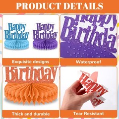 12Pcs Happy Birthday Red, Orange, Purple, Blue, Light Green