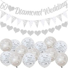Luxury 60th Diamond Anniversary Party Decorations: Banners, Balloons & Ribbons