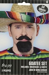 cinco de mayo Mexican Fiesta Fake Moustache & goatee 2 pc set Free Shipping