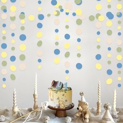 Sage Green Dusty Blue Yellow Beige Polka 52 feet,
