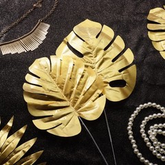 Tropical Leaf Decor Plastic 20 Pack Gold Palm Leaf Party Wedding Table Backdrop