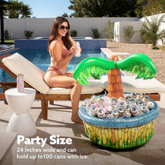 28” Inflatable Palm Tree Cooler Luau Beach Party Tub Holds 100 Cans w/ Ice Fun!!