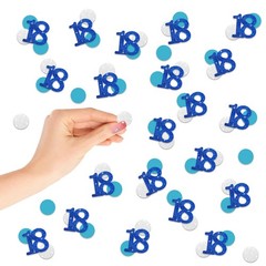 200 PCS Number 18 Confetti Blue Glitter 18th Birthday Paper Decoration