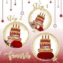 12 PCS Red Gold Honeycomb Table Centerpieces for Adult Birthday Party Decor
