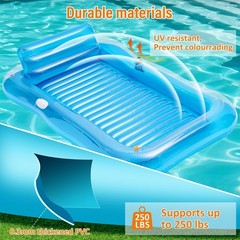 Inflatable Tanning Pool Lounger Float with Sprinkler, 77″ x 48″ Pool Float Ad…