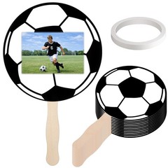 12 Pcs Soccer Picture Frame Soccer Shaped Fans Handle Double Sided Photo Prop…