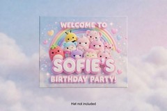 Personalised Printed Squishmallow Birthday Foam Board Event Welcome Sign A3