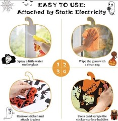 Halloween Window Stickers Large Static Clings Witch Bat Pumpkin Ghost FREE FAST