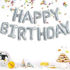 Eco-Friendly 16 Inch Silver Birthday Balloon Banner – Self-Sealing Foil Letters