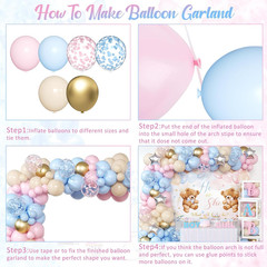 Bear Gender Reveal Balloon Boxes Decorations – 158Pcs Pink Blue Balloon Garland