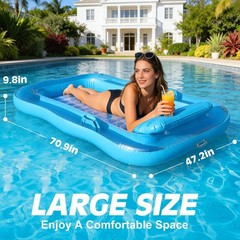 Inflatable Tanning Pool Lounger, 71″x48″ Tanning Bed Pool Floats w/Pillow & C…