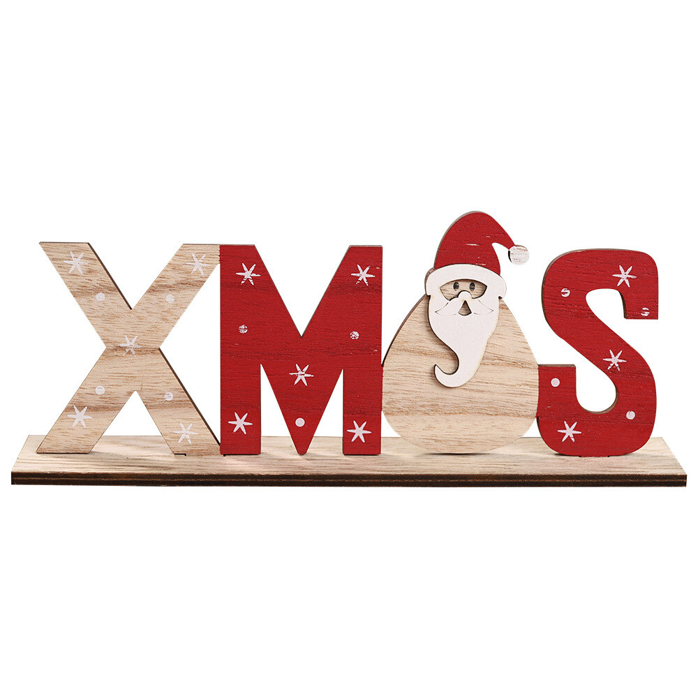 Christmas Wooden Table Stand Sign Plaque Ornament Santa Snowman Party Xmas Décor