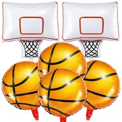 6 Pcs Basketball Party Foil Balloons Sets with 4 Orange Basketball and 2 Hoop…
