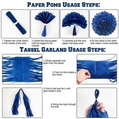 Graduations Decorations 2026 Red and Blue Class of 2026 Banner Paper Pompoms, Pa