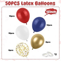 Red White Blue Balloon, 50PCS 12 Inches Navy Blue Dark Ruby Red Latex Balloon…