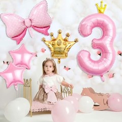 Princess 3rd Birthday Party Decorations, 40 Inch Pink Number 3 Balloon Pink 3