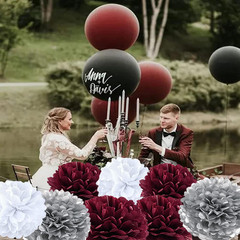 Decorations Maroon Graduation/Burgundy Silver White Birthday Decorations for Wom