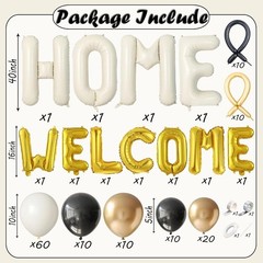 145Pcs Housewarming Party Decorations, 40Inch Beige Welcome Home Balloon