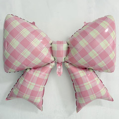 4Pcs Pink Bow Balloons 38″/Gingham Bowknot Foil Balloons for One Silly Goose De
