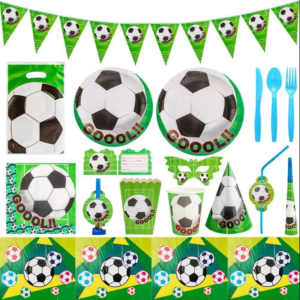 Football Birthday Party Backdrop Banner Balloon Tableware