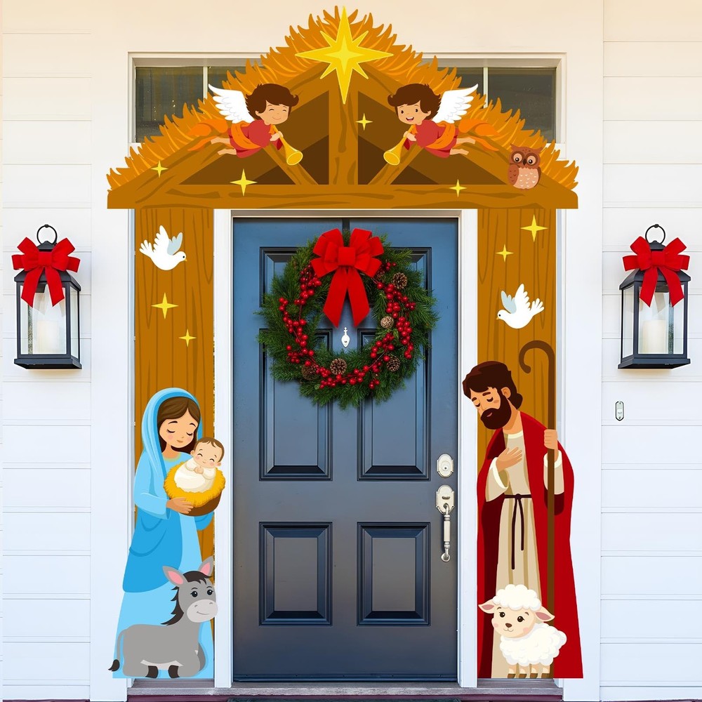 3 Pcs Nativity Christmas Door Decorations Christian Jesus Advent Front Door C…