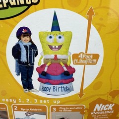 Gemmy SpongeBob SquarePants 4 Foot Air Blown Happy Birthday Indoor/Outdoor Works