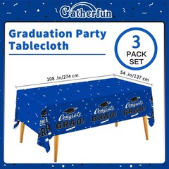 Class Blue Disposable Table Covers for 2026 Grad Parties – 3 Pack, 54″x108″
