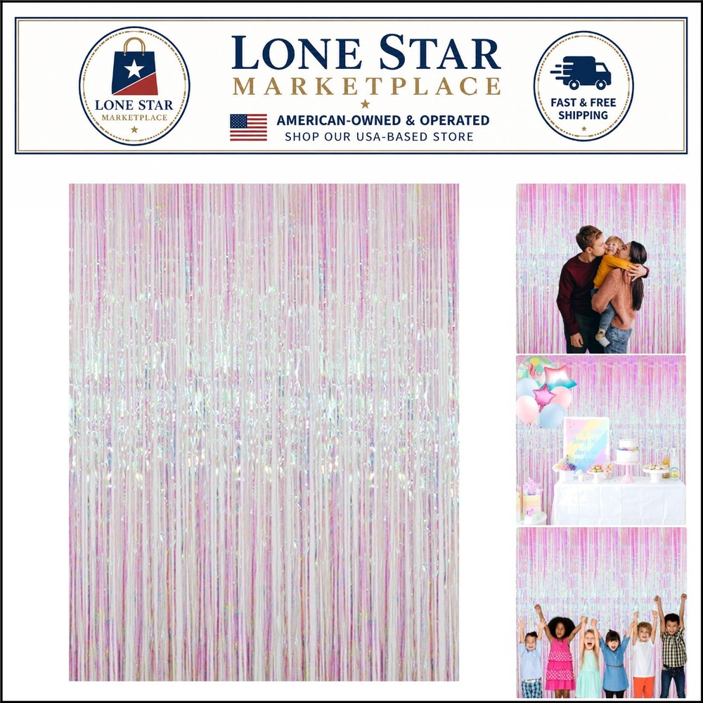 Durable 3.2 ft x 9.8 ft Tinsel Fringe Curtains – Perfect for Weddings and Events