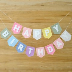 Felt Macaron Pastel Colorful Happy Birthday Banner Birthday Decorations for W…