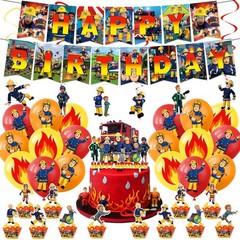 Fireman Sam Birthday Party Decor Supplies Balloons Banner Cake Toppers Kids