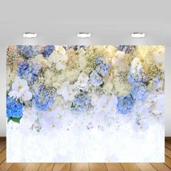 7x5ft Spring Blue and White Flower Birthday Bridal Shower Photography Backdrop