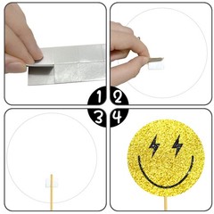 12pcs Glitter One Happy Dude Party Centerpiece 12 inches, Yellow and Black