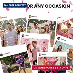 Gender Reveal Pink Confetti Cannon, DOUKEE Baby Shower Pink only Biodegradable C