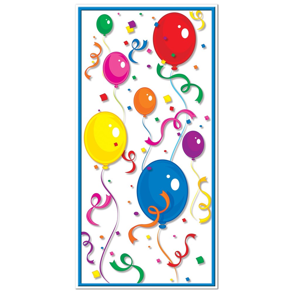 New Indoor Outdoor Party Balloons and Confetti Plastic Door Cover Decoration, 5′