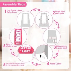 4.5FT Life Size Doll Photo Booth with 9Pcs Photo Props, Pink Princess Party D…