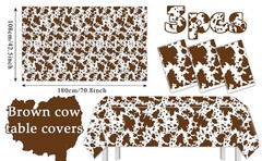 Highland Cow Decorations-3Pcs Cow Print Tablecloths Farm Animals Brown Cow Print