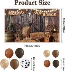 Western Cowboy Birthday Party Decorations, 65 Pcs Cowboy Balloons and Western Ba