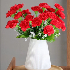 10 Head Carnation Bouquet Artificial Silk Flowers for Desk Shelf Decor