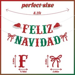 Feliz Navidad Banner – Spanish Merry Christmas Party Decor, 5 inches, Red