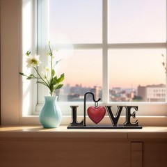 Rustic Wood Love Sign Table Top Decor Freestanding Cutout Block Centerpiece