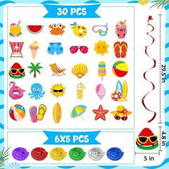 Summer Party Decorations – 61 Pcs Beach Pool Party Decorations Hello Summer Bann