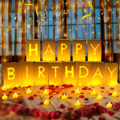 Happy Birthday Decorations for Women Men, Light up Letters Luminary Bags with 30
