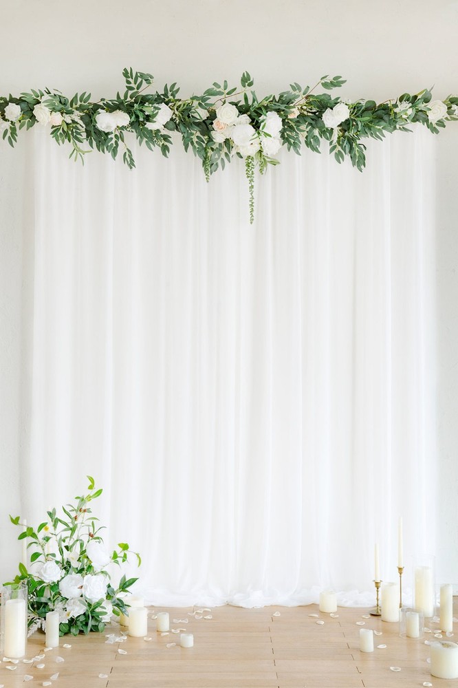 Ling’s Moment White Wedding Backdrop Curtain. 1, 5ft X 10ft Panel And 2 Tiebacks